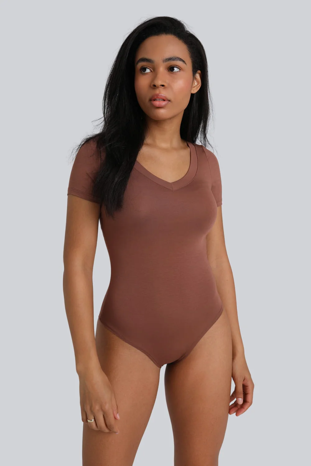 Body Miss Invisible Shortsleeve V-neck Chocolate