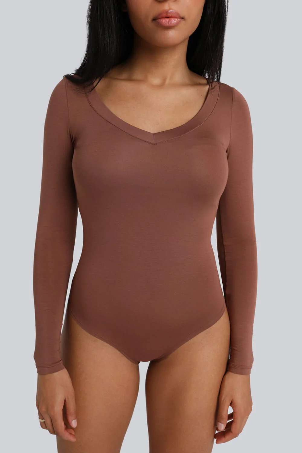 Body Miss Invisible Longsleeve V-neck Chocolate