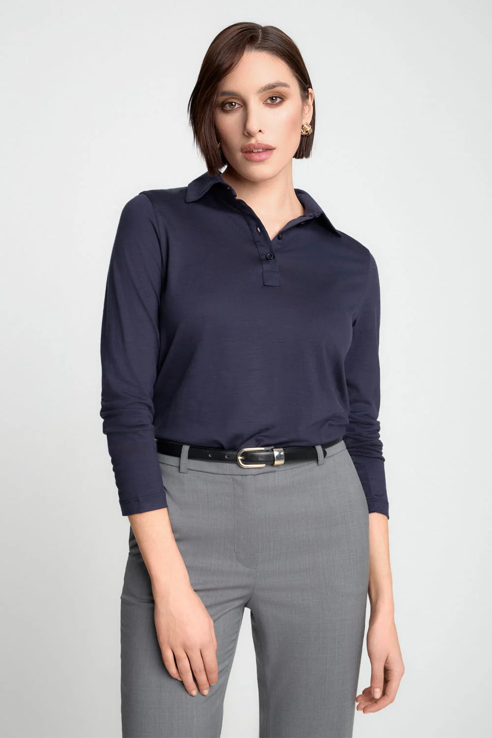 Longsleeve Polo Miss Merino Navy