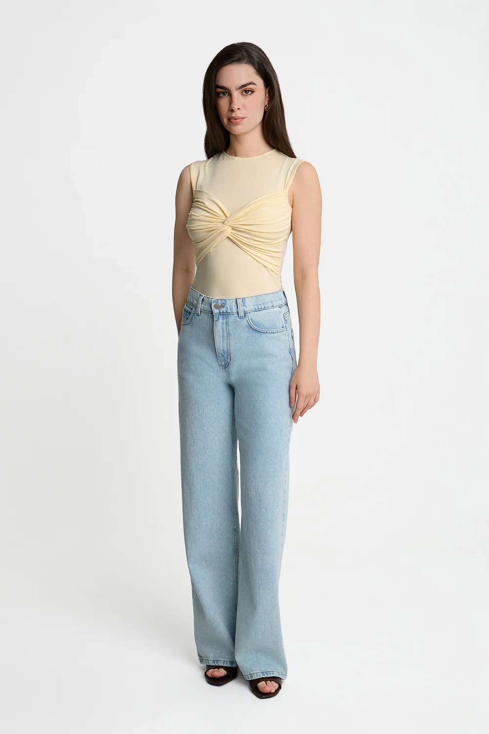 Top Miss Draped Butter Yellow