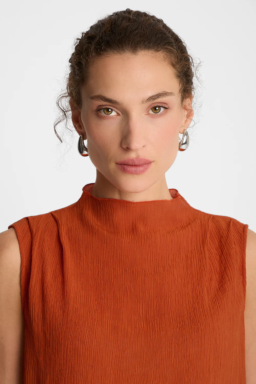 Top Miss Pleated Orange - Image 3