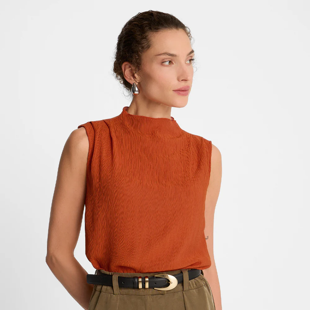 Top Miss Pleated Orange - Image 6